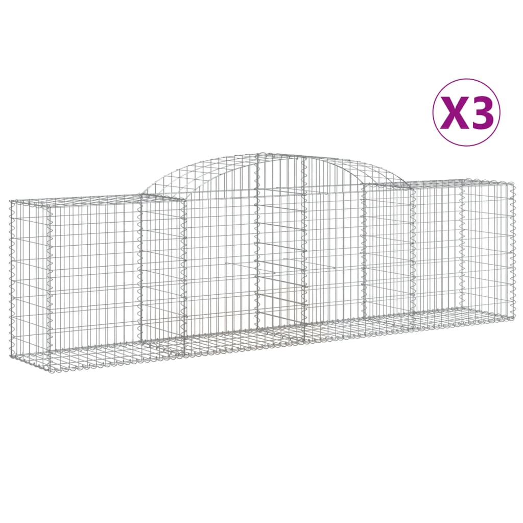 Klenuté gabionové koše 3 ks 300x50x80/100 cm pozinkované železo