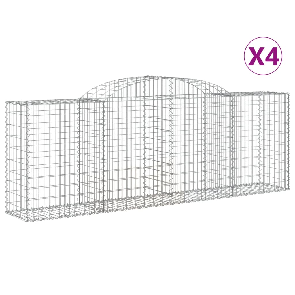 Klenuté gabionové koše 4 ks 300x50x100/120cm pozinkované železo