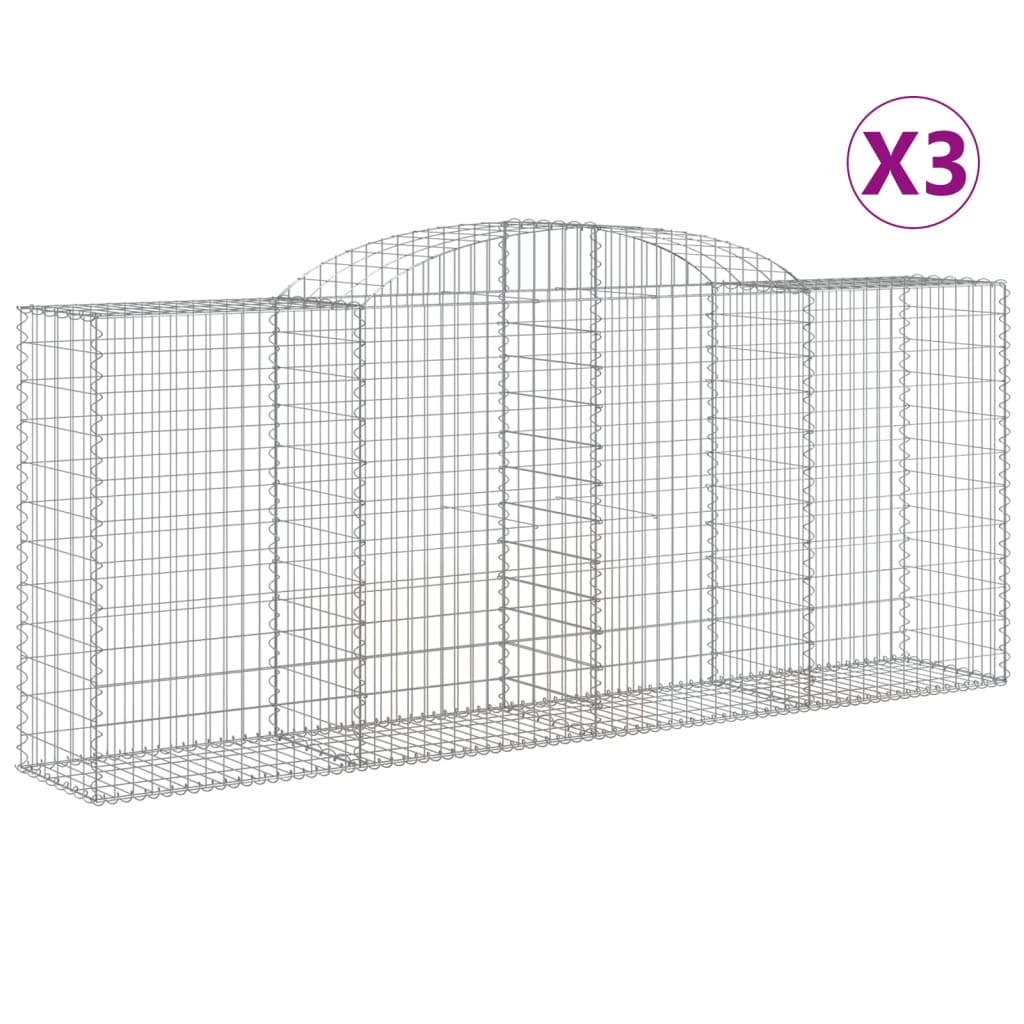Klenuté gabionové koše 3 ks 300x50x120/140cm pozinkované železo