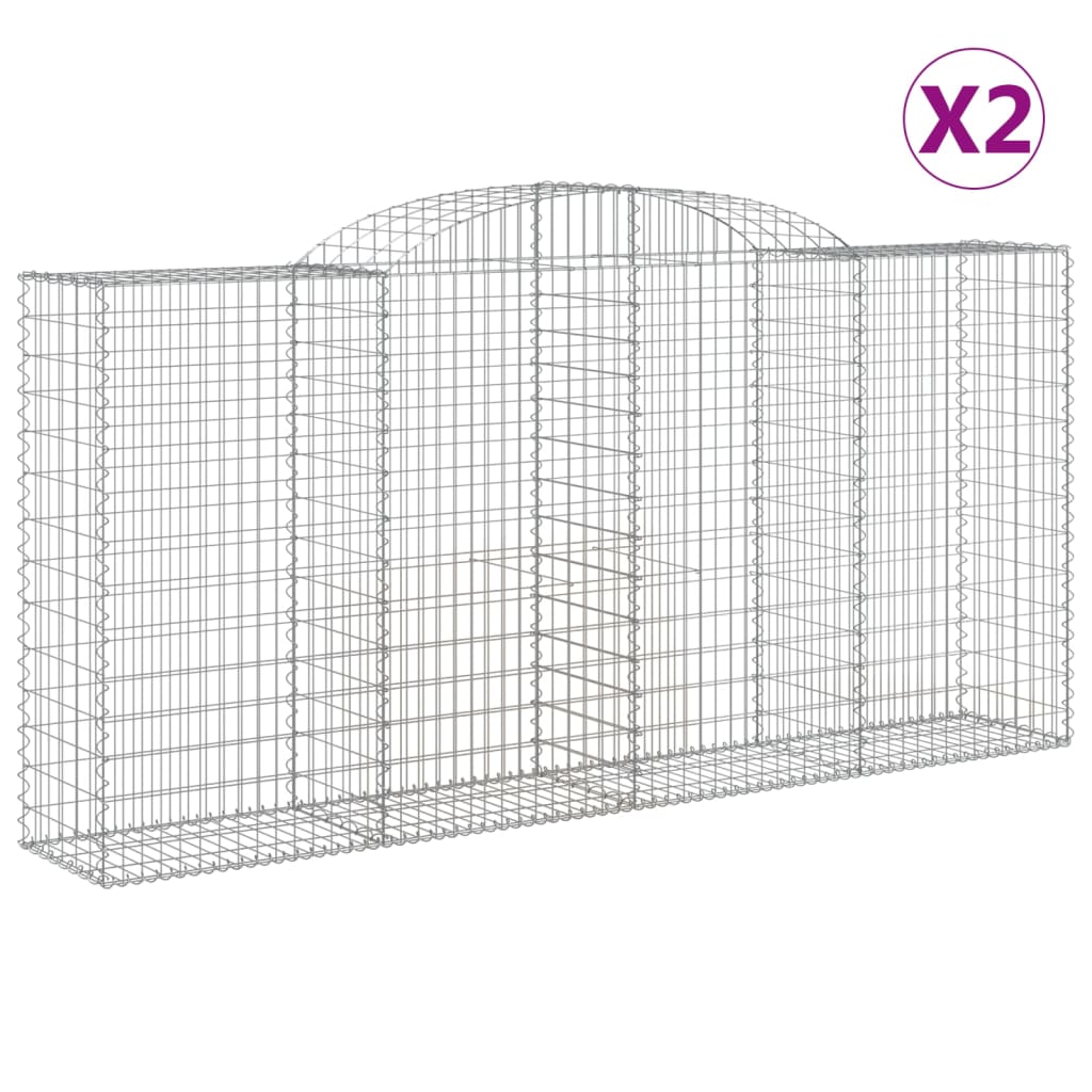 Klenuté gabionové koše 2 ks 300x50x140/160cm pozinkované železo