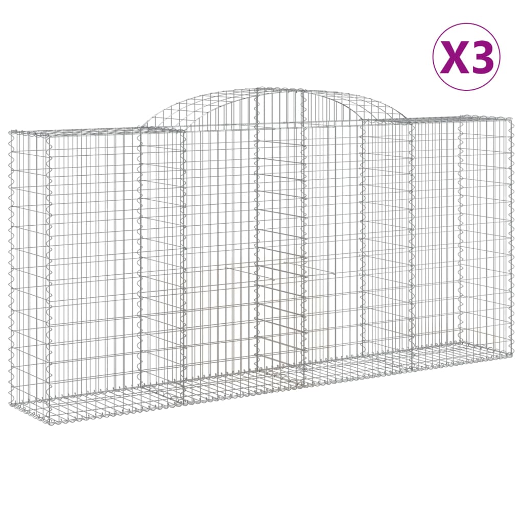 Klenuté gabionové koše 3 ks 300x50x140/160cm pozinkované železo