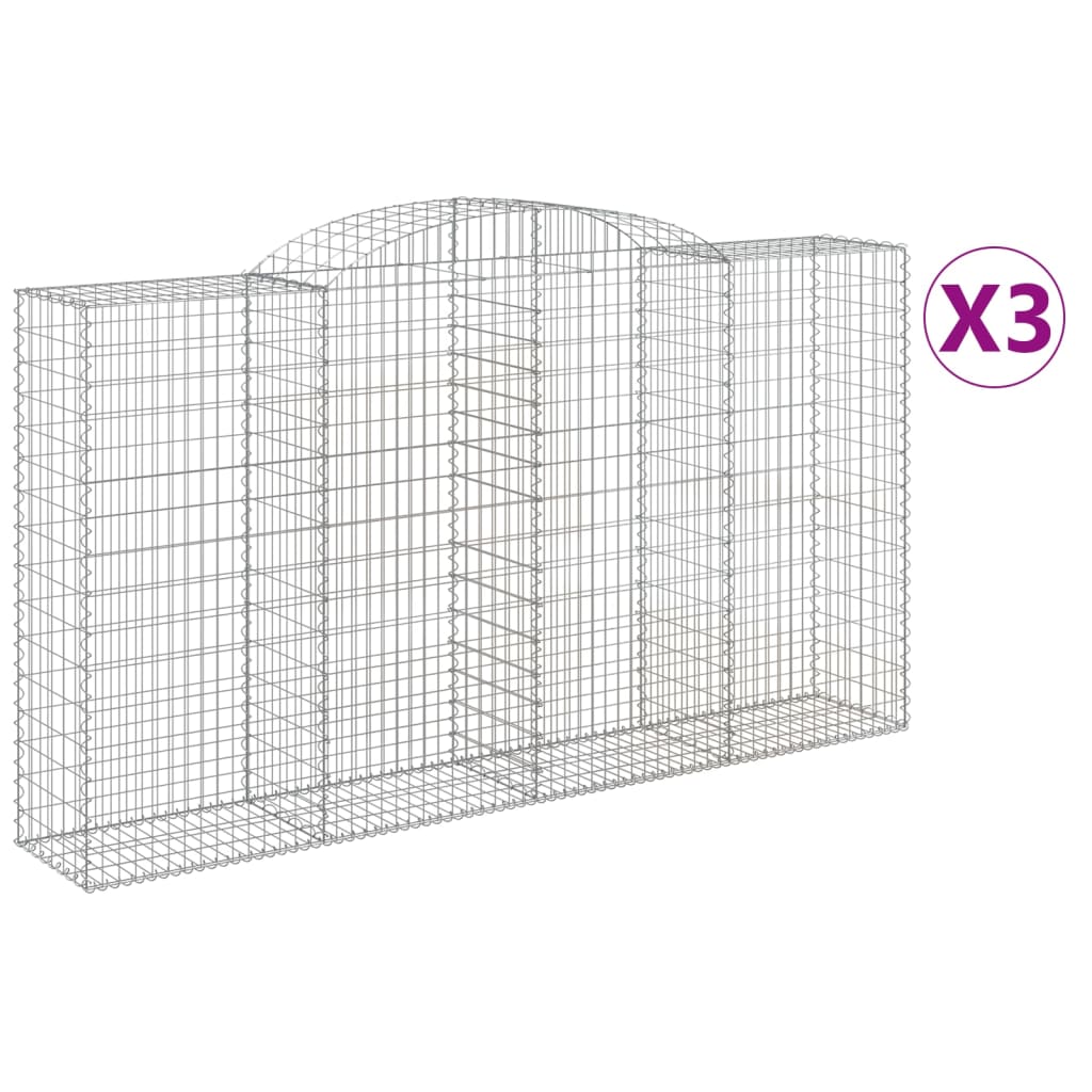 Klenuté gabionové koše 3 ks 300x50x160/180cm pozinkované železo