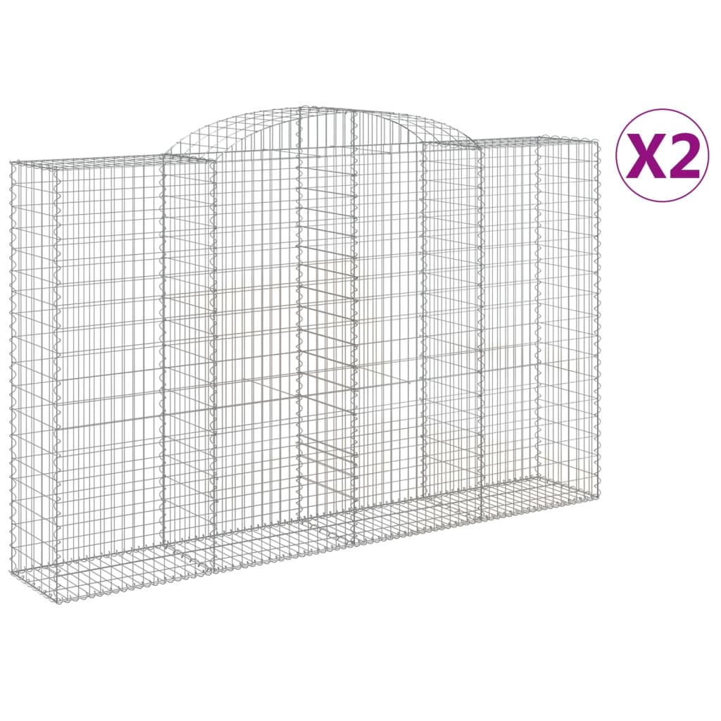Klenuté gabionové koše 2 ks 300x50x180/200cm pozinkované železo