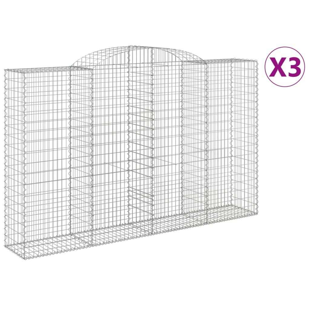 Klenuté gabionové koše 3 ks 300x50x180/200cm pozinkované železo