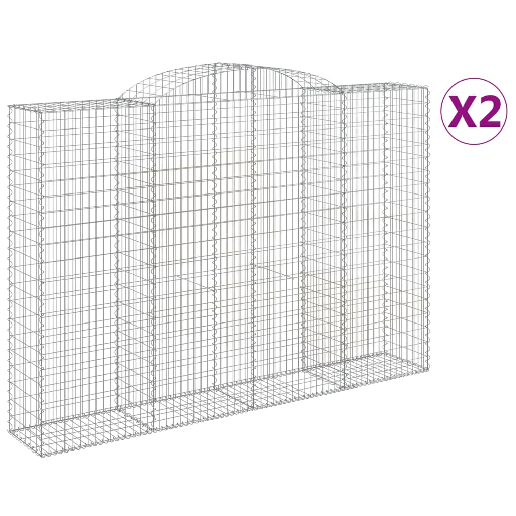 Klenuté gabionové koše 2 ks 300x50x200/220cm pozinkované železo