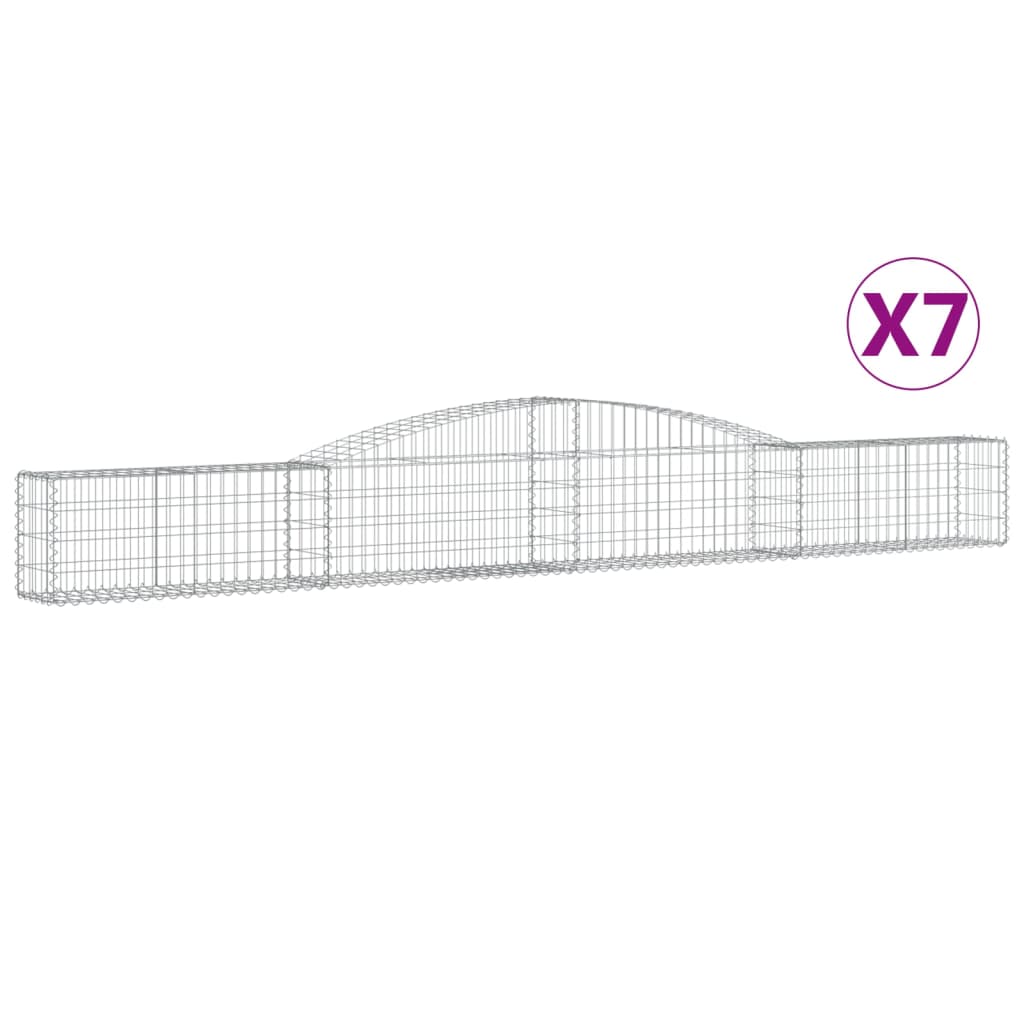 Klenuté gabionové koše 7 ks 400x30x40/60 cm pozinkované železo