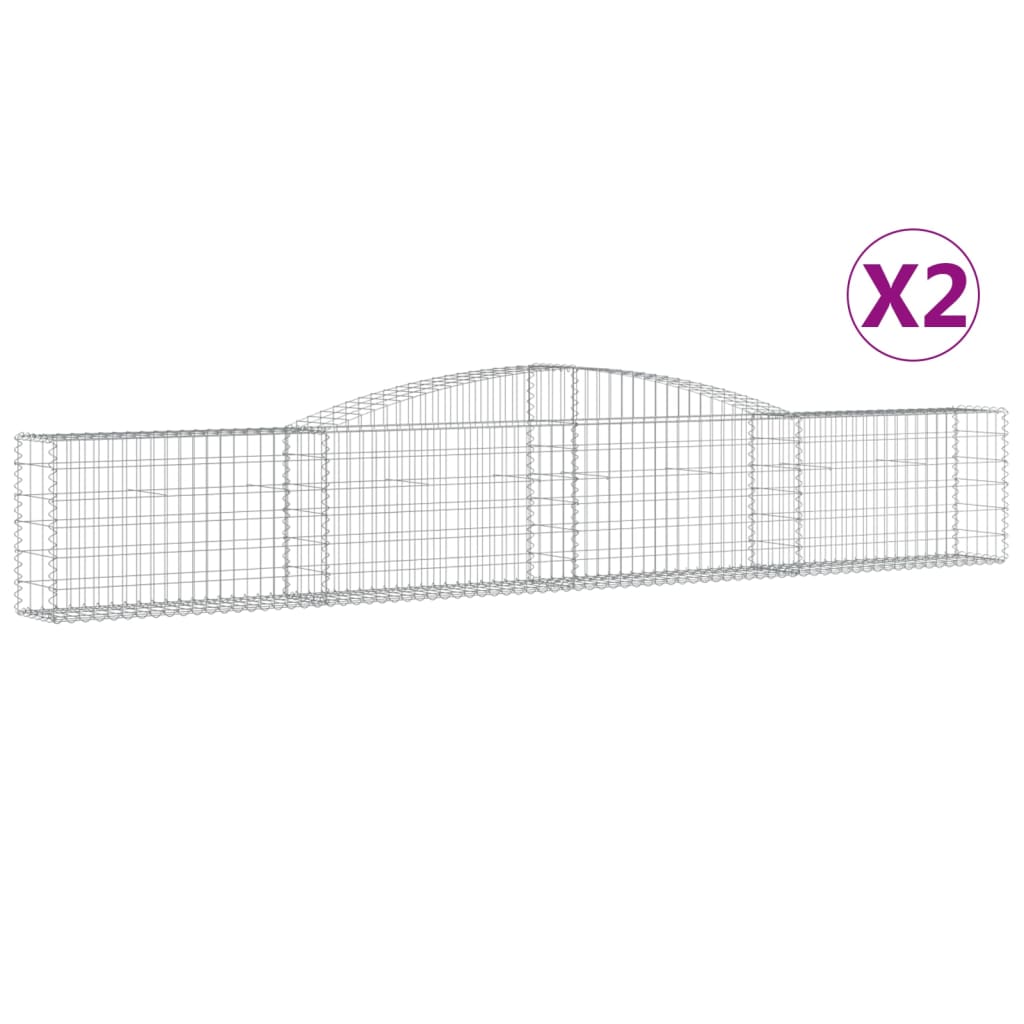 Klenuté gabionové koše 2 ks 400x30x60/80 cm pozinkované železo