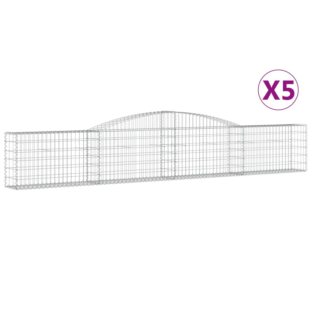 Klenuté gabionové koše 5 ks 400x30x60/80 cm pozinkované železo