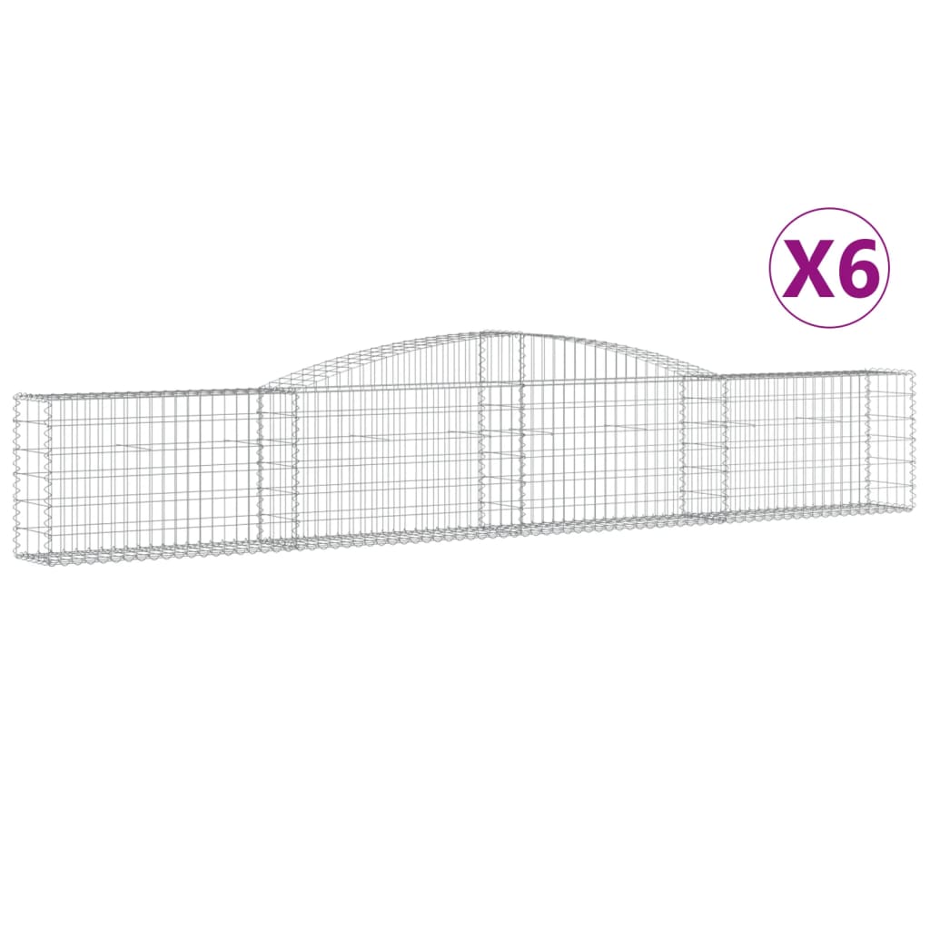 Klenuté gabionové koše 6 ks 400x30x60/80 cm pozinkované železo