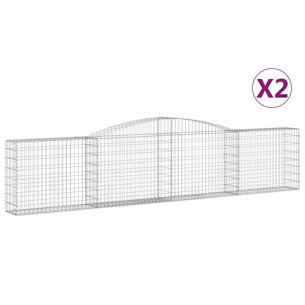 Klenuté gabionové koše 2 ks 400x30x80/100 cm pozinkované železo