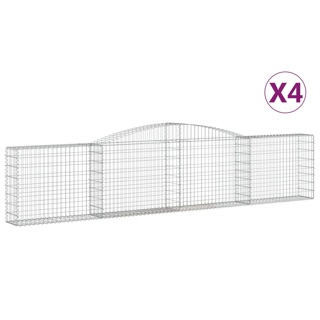 Klenuté gabionové koše 4 ks 400x30x80/100 cm pozinkované železo