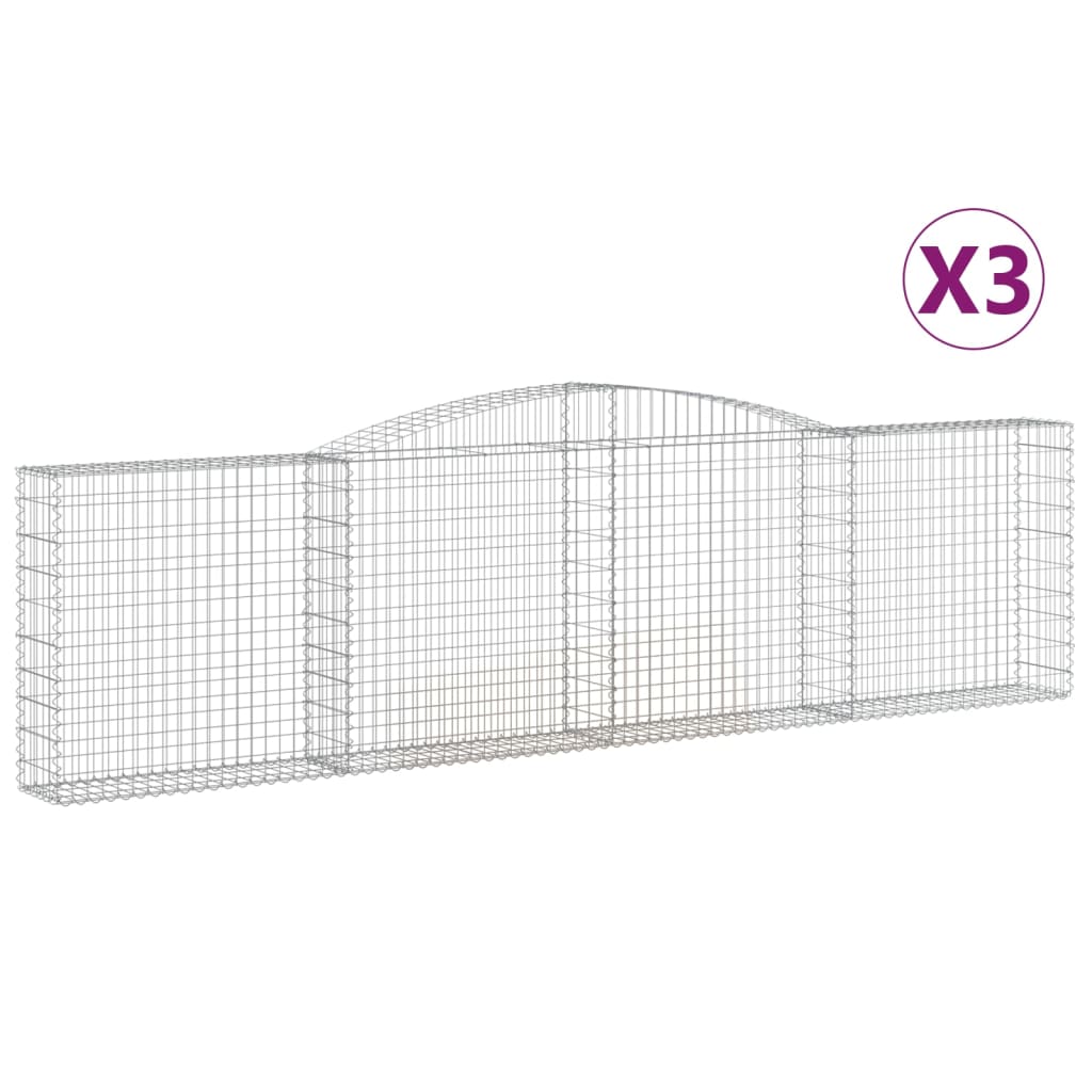 Klenuté gabionové koše 3 ks 400x30x100/120cm pozinkované železo