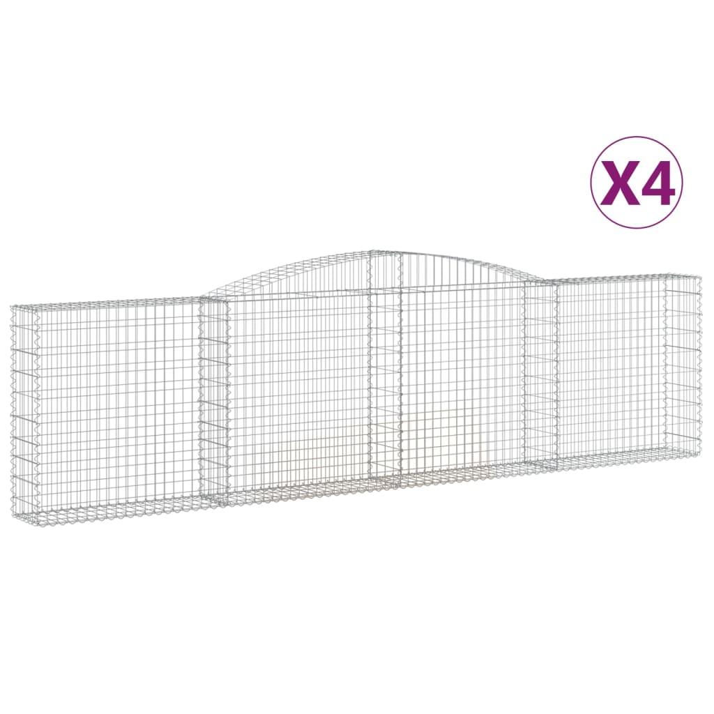 Klenuté gabionové koše 4 ks 400x30x100/120cm pozinkované železo