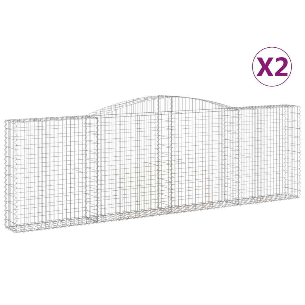 Klenuté gabionové koše 2 ks 400x30x120/140cm pozinkované železo