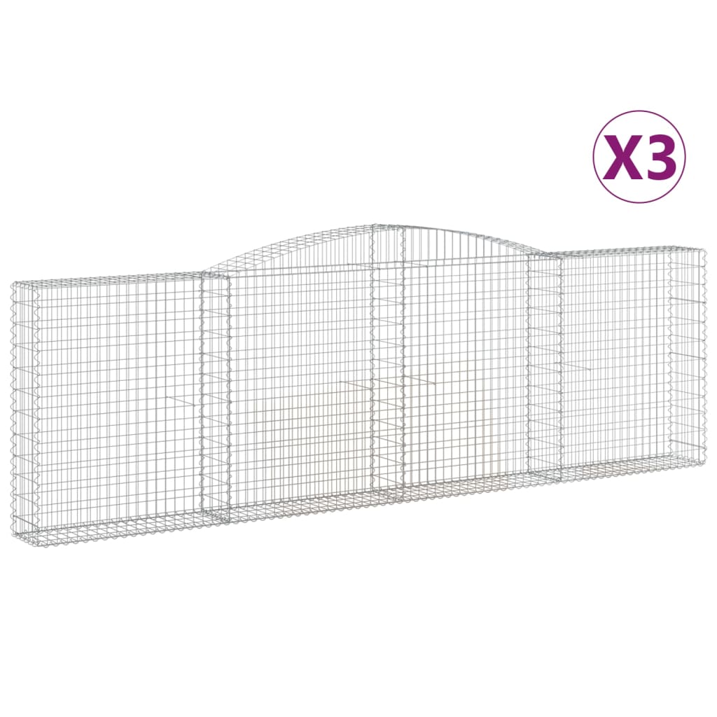 Klenuté gabionové koše 3 ks 400x30x120/140cm pozinkované železo