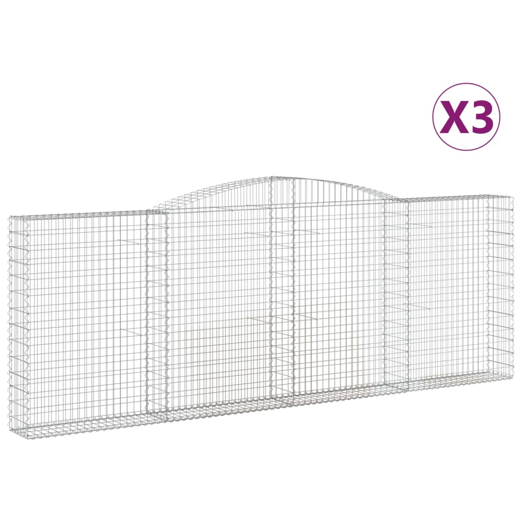 Klenuté gabionové koše 3 ks 400x30x140/160cm pozinkované železo