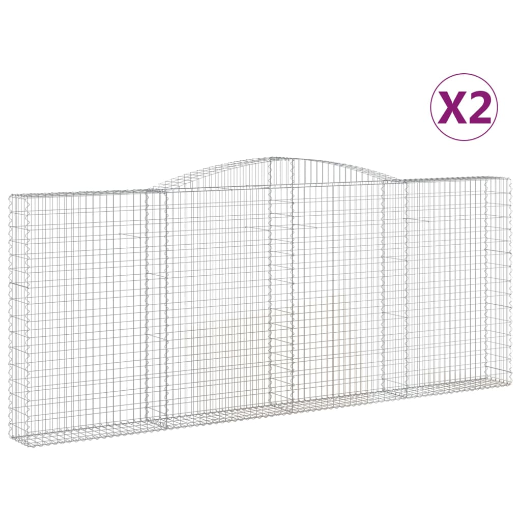 Klenuté gabionové koše 2 ks 400x30x160/180cm pozinkované železo