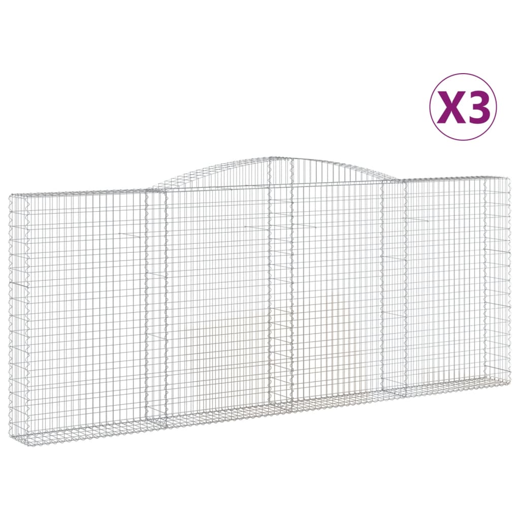 Klenuté gabionové koše 3 ks 400x30x160/180cm pozinkované železo
