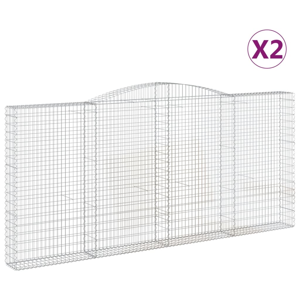 Klenuté gabionové koše 2 ks 400x30x180/200cm pozinkované železo