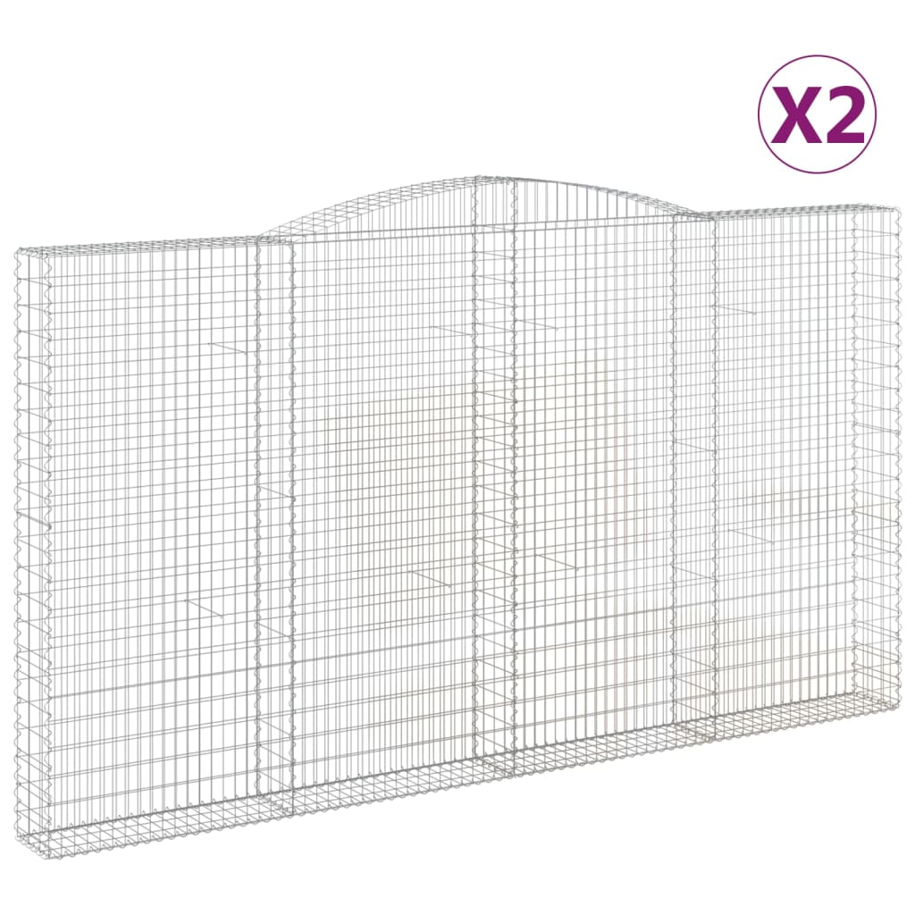 Klenuté gabionové koše 2 ks 400x30x220/240cm pozinkované železo