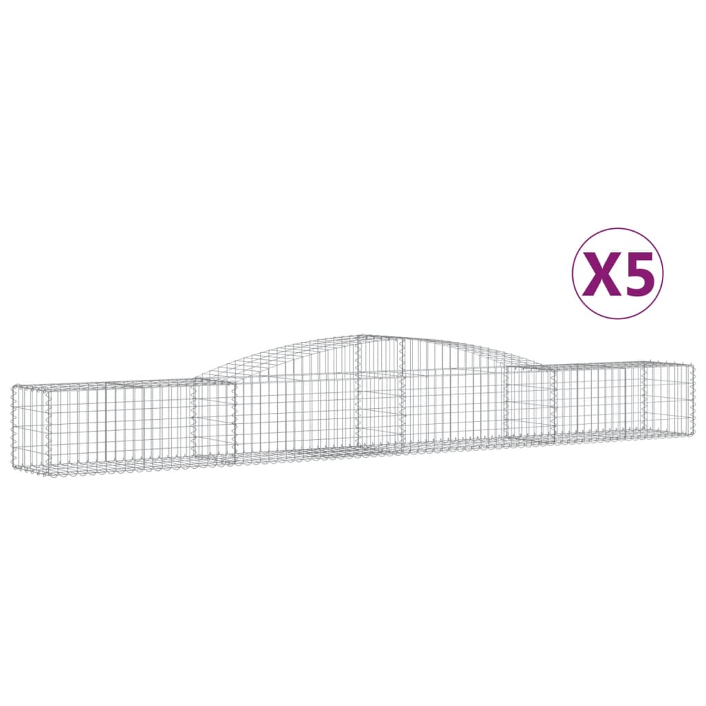 Klenuté gabionové koše 5 ks 400x50x40/60 cm pozinkované železo