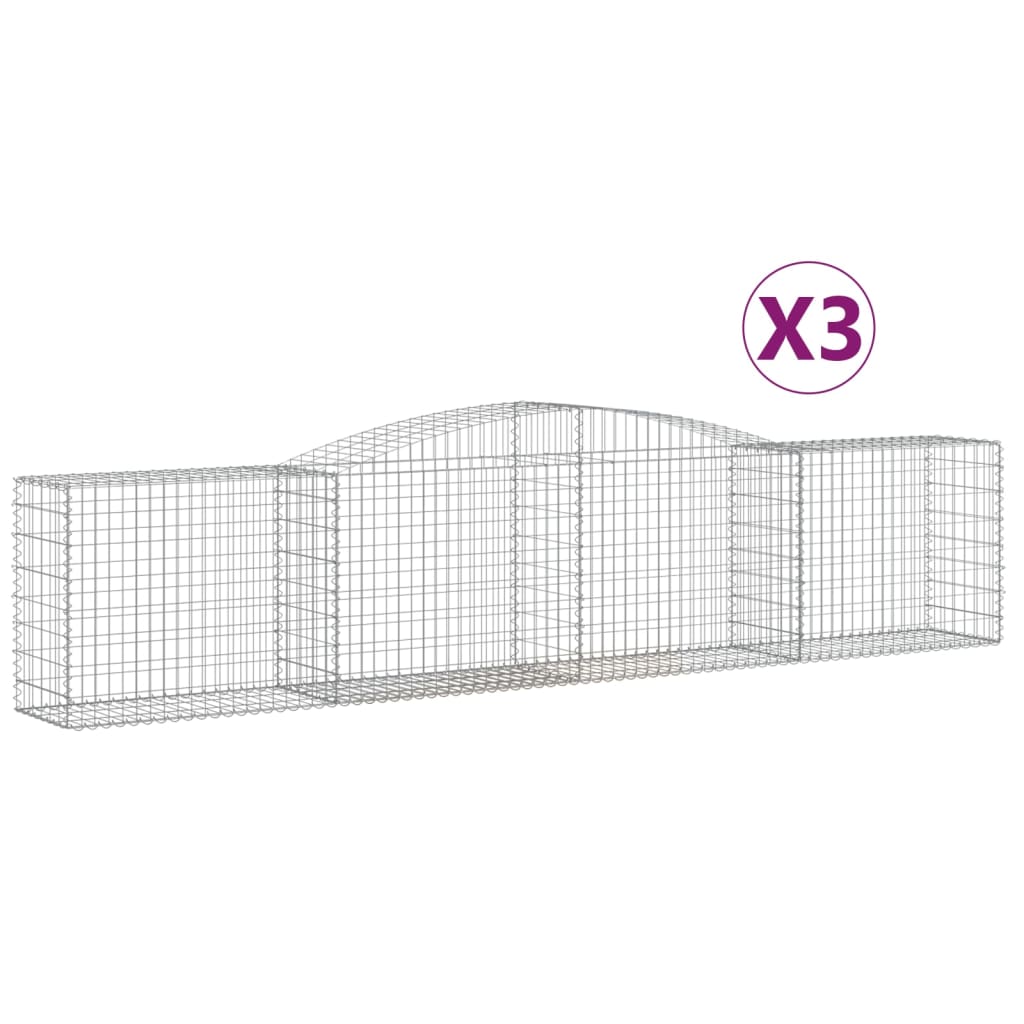 Klenuté gabionové koše 3 ks 400x50x80/100 cm pozinkované železo