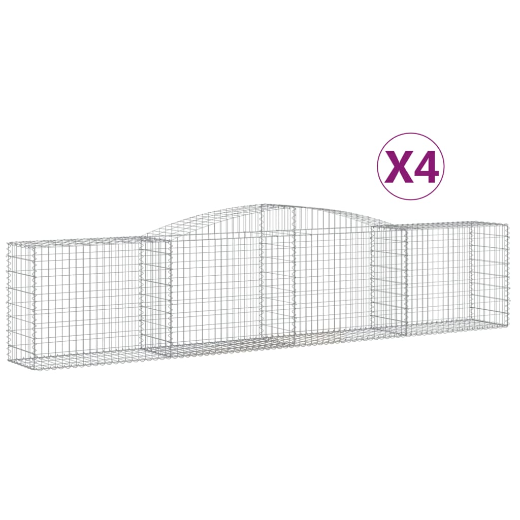 Klenuté gabionové koše 4 ks 400x50x80/100 cm pozinkované železo