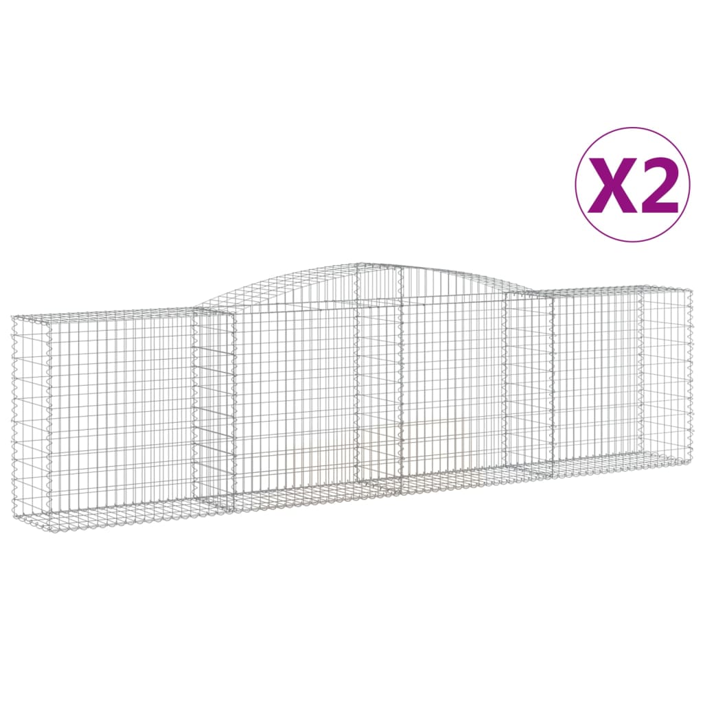 Klenuté gabionové koše 2 ks 400x50x100/120cm pozinkované železo