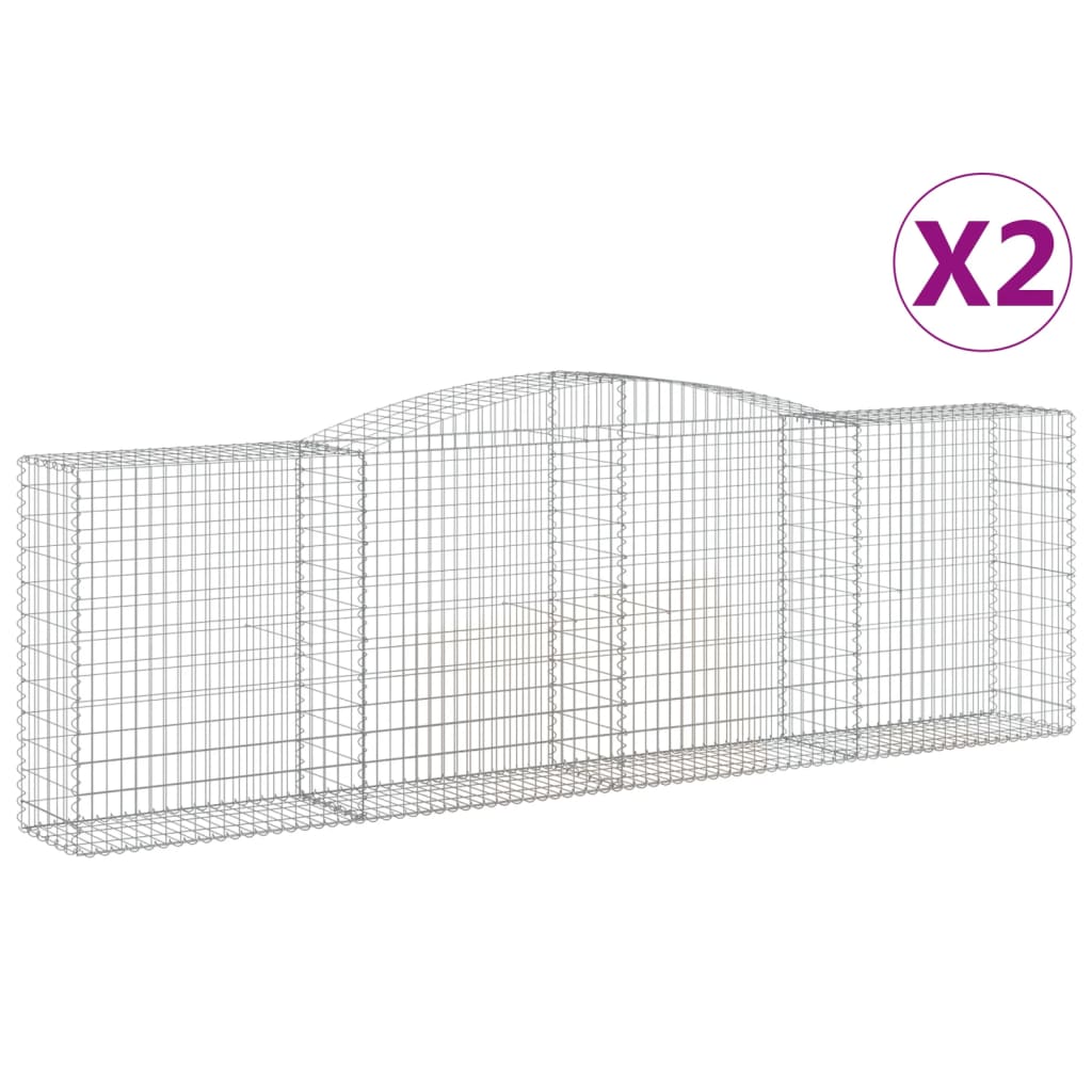 Klenuté gabionové koše 2 ks 400x50x120/140cm pozinkované železo