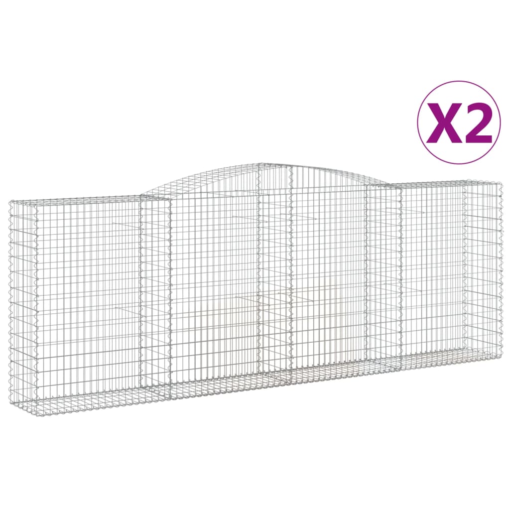 Klenuté gabionové koše 2 ks 400x50x140/160cm pozinkované železo