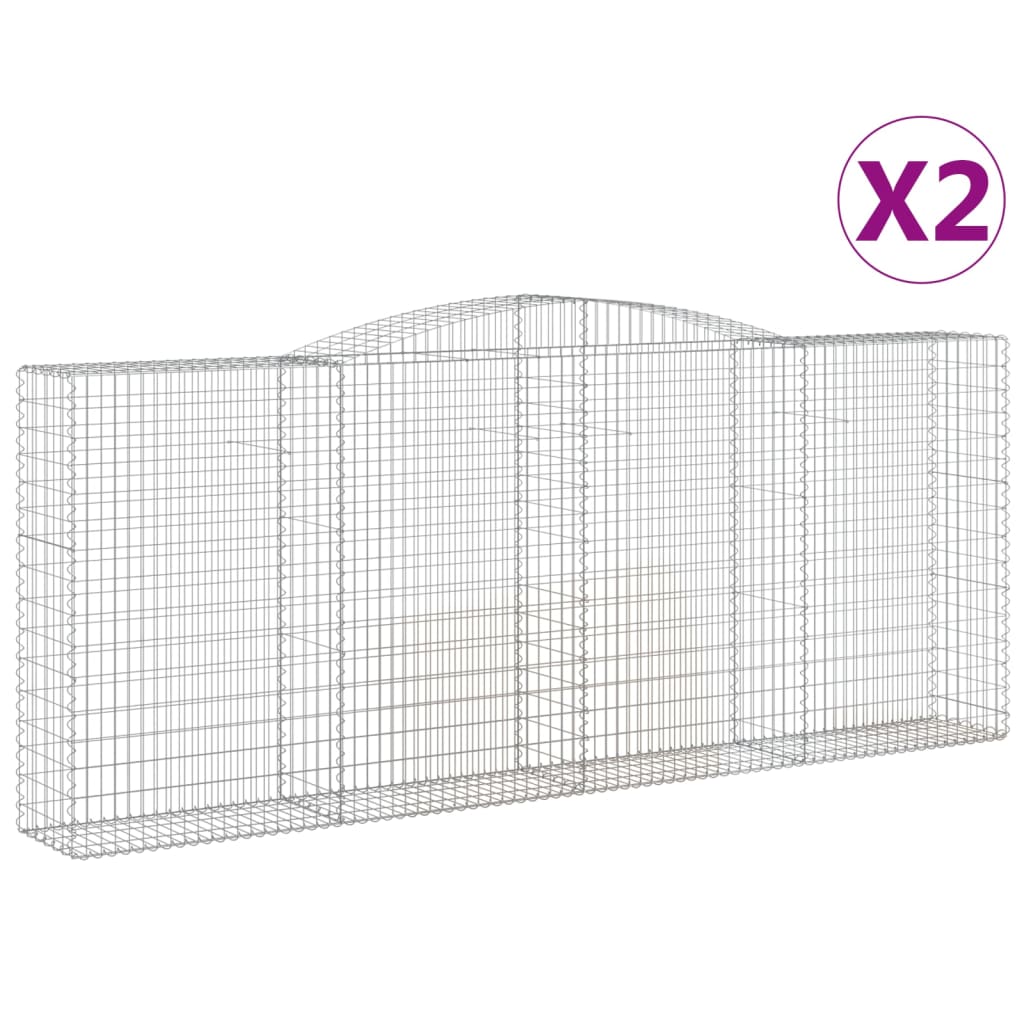 Klenuté gabionové koše 2 ks 400x50x160/180cm pozinkované železo