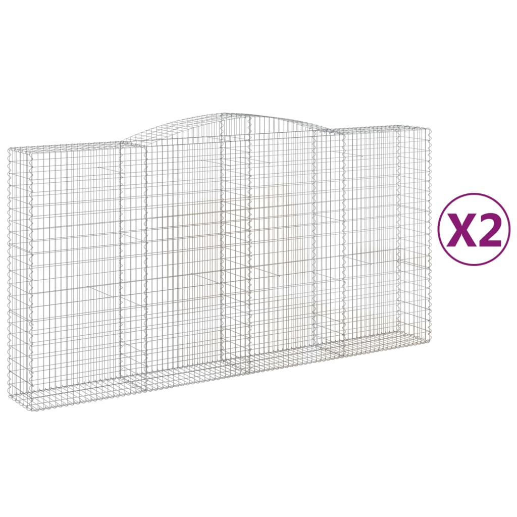 Klenuté gabionové koše 2 ks 400x50x200/220cm pozinkované železo