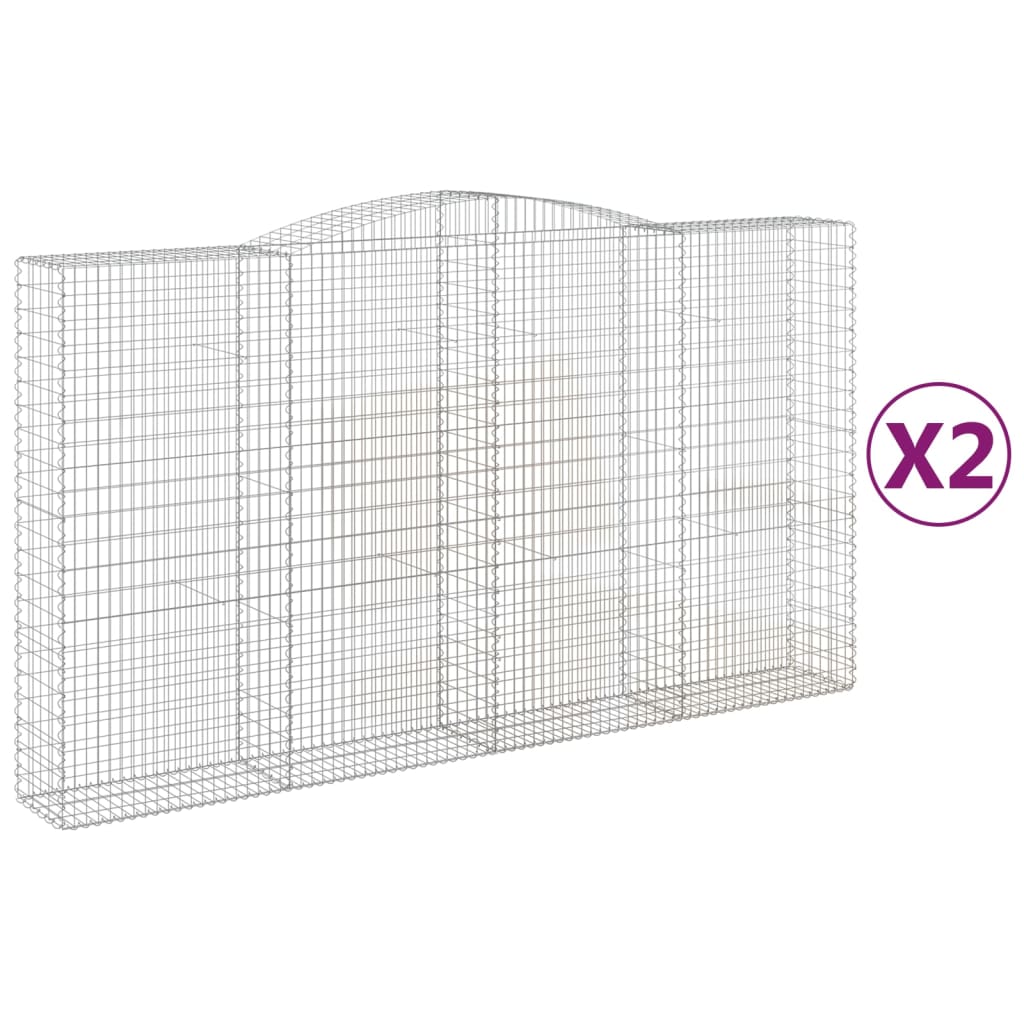 Klenuté gabionové koše 2 ks 400x50x220/240cm pozinkované železo