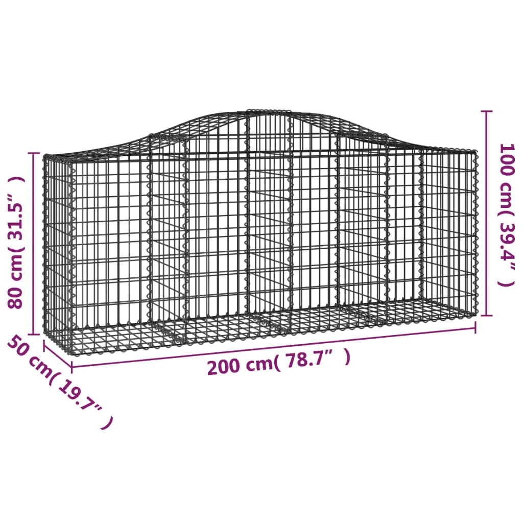 Klenutý gabionový koš 200 x 50 x 80/100 cm pozinkované železo