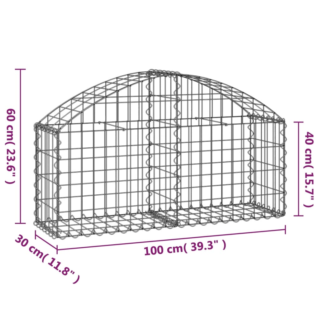 Klenutý gabionový koš 100 x 30 x 40/60 cm pozinkované železo