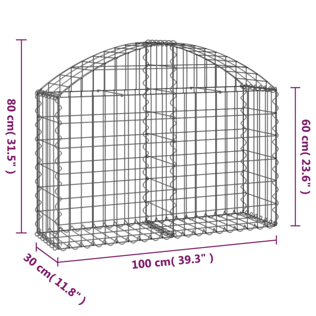 Klenutý gabionový koš 100 x 30 x 60/80 cm pozinkované železo