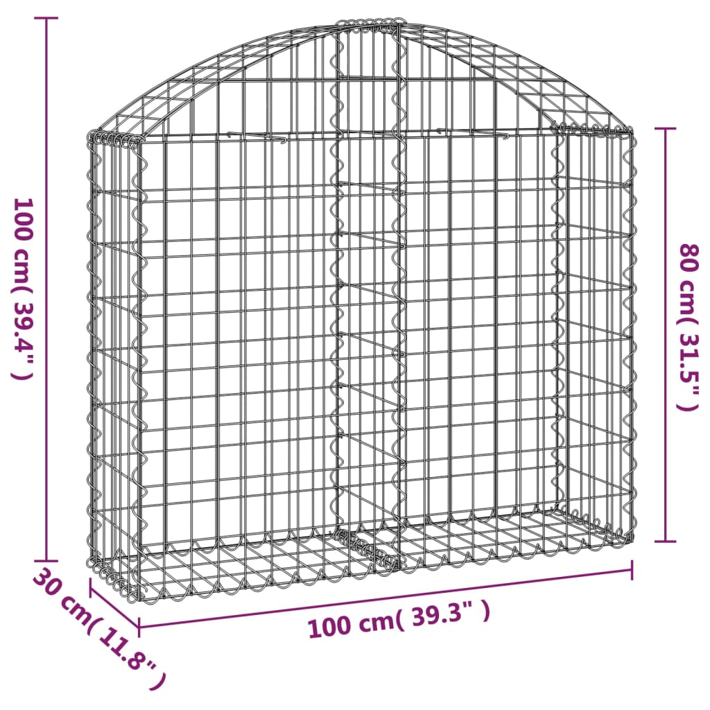 Klenutý gabionový koš 100 x 30 x 80/100 cm pozinkované železo
