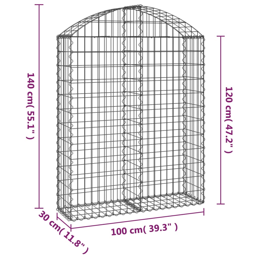 Klenutý gabionový koš 100 x 30 x 120/140 cm pozinkované železo