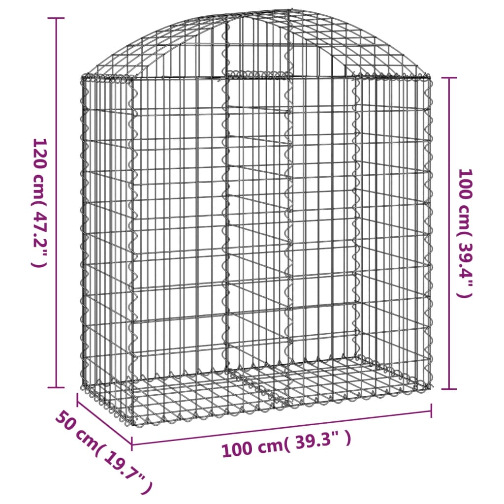 Klenutý gabionový koš 100 x 50 x 100/120 cm pozinkované železo