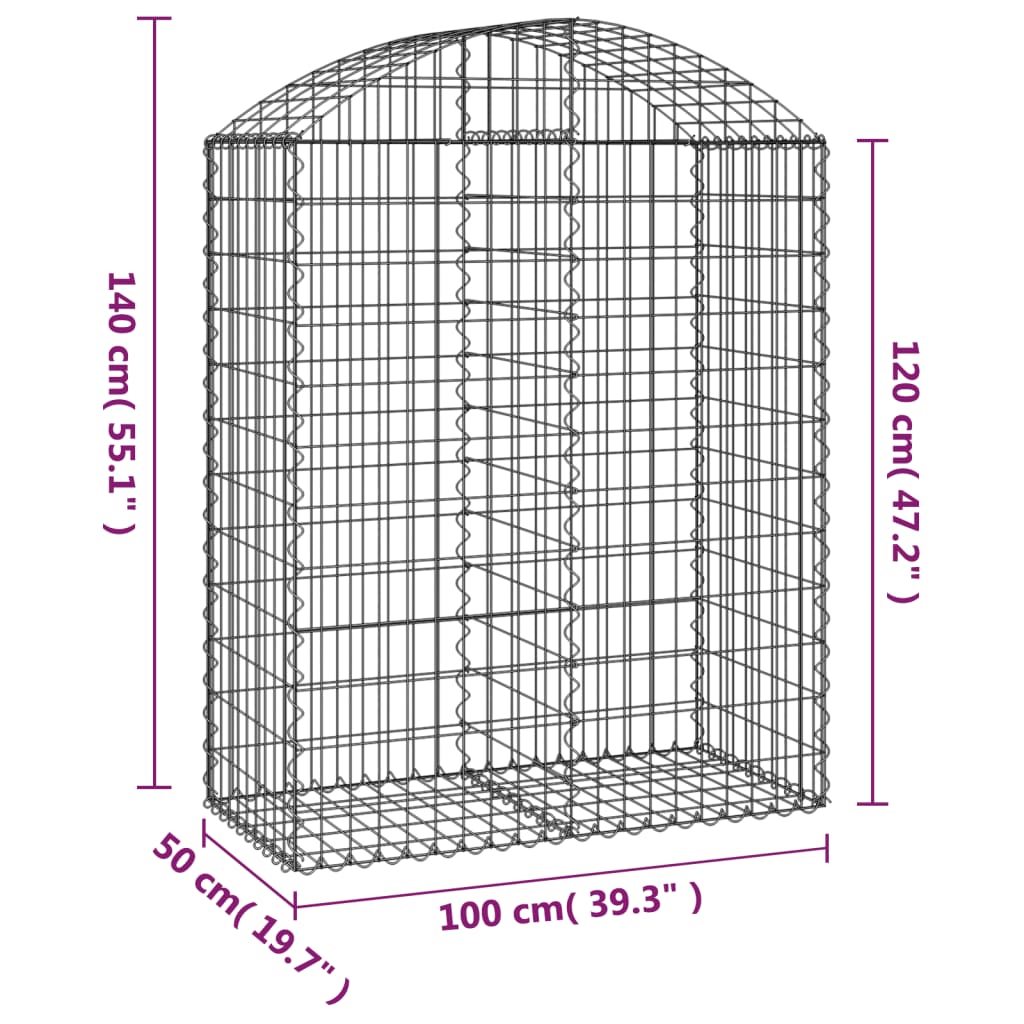 Klenutý gabionový koš 100 x 50 x 120/140 cm pozinkované železo