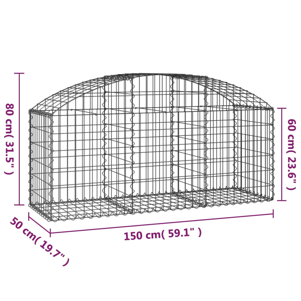 Klenutý gabionový koš 150 x 50 x 60/80 cm pozinkované železo