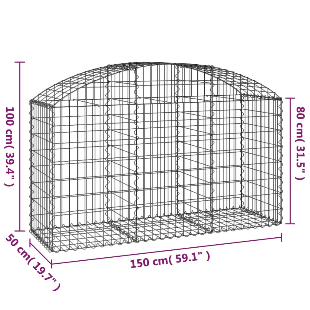 Klenutý gabionový koš 150 x 50 x 80/100 cm pozinkované železo