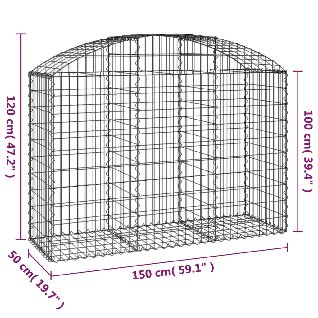 Klenutý gabionový koš 150 x 50 x 100/120 cm pozinkované železo