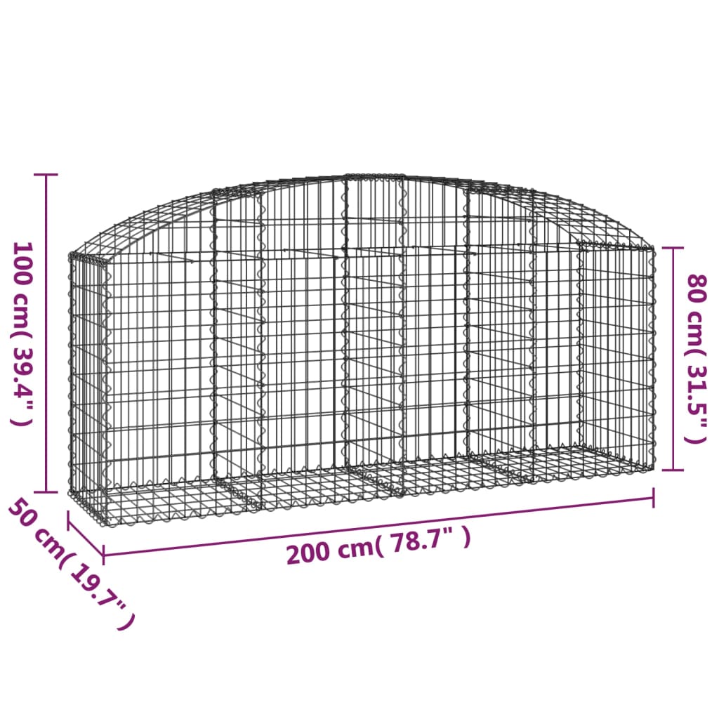 Klenutý gabionový koš 200 x 50 x 80/100 cm pozinkované železo