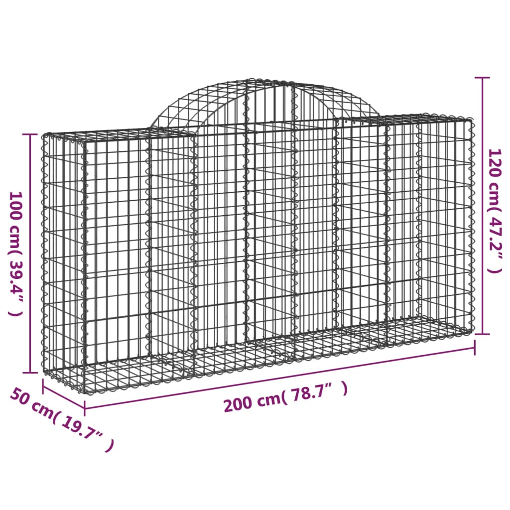 Klenutý gabionový koš 200 x 50 x 100/120 cm pozinkované železo