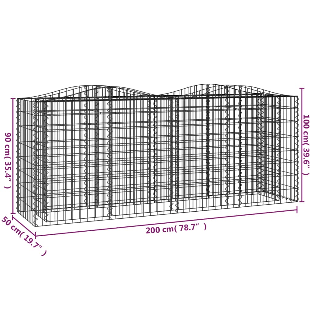 Klenutý gabion vyvýšený záhon 200x50x100 cm pozinkované železo