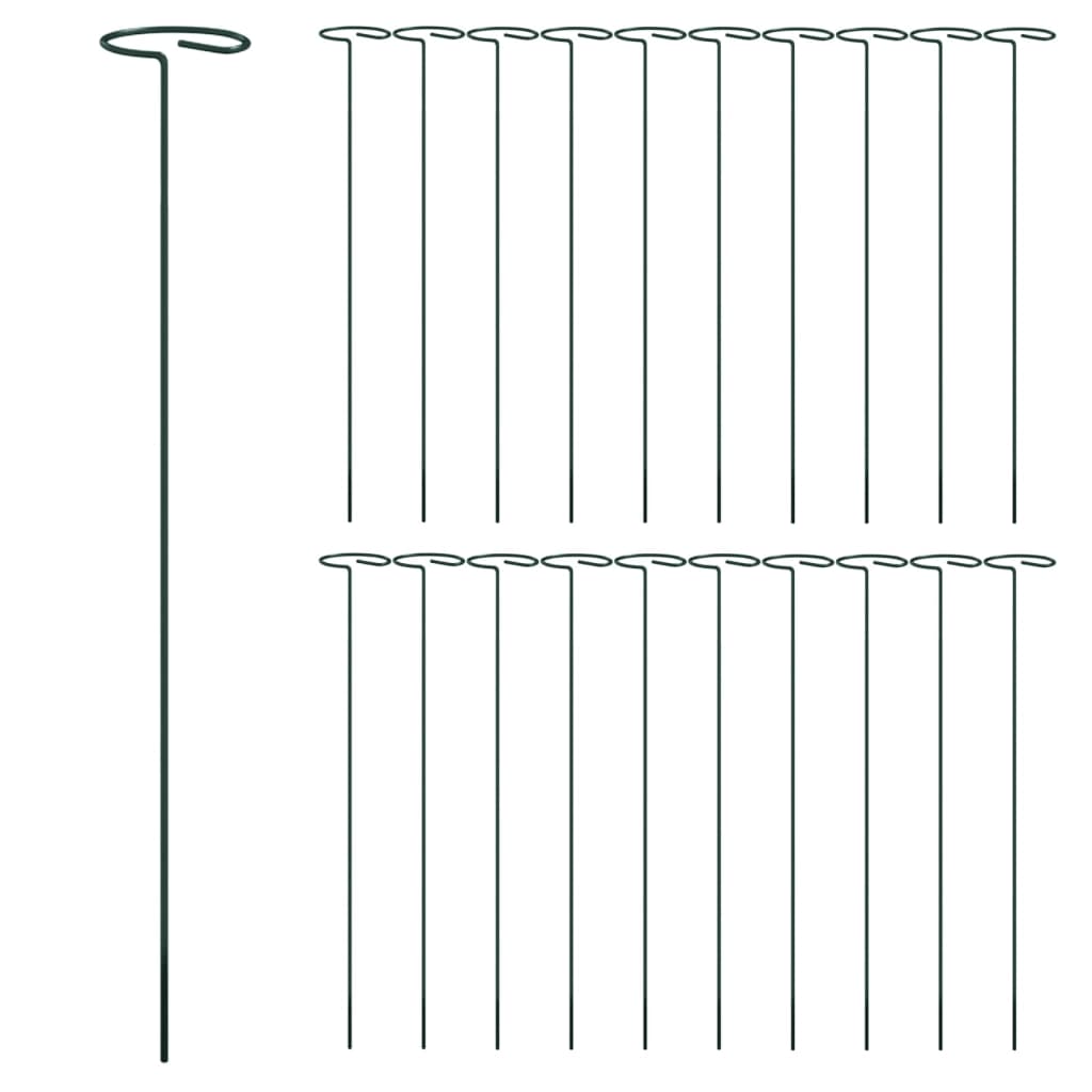 Tyčky k rostlinám 20 ks tmavě zelené 40 cm ocel
