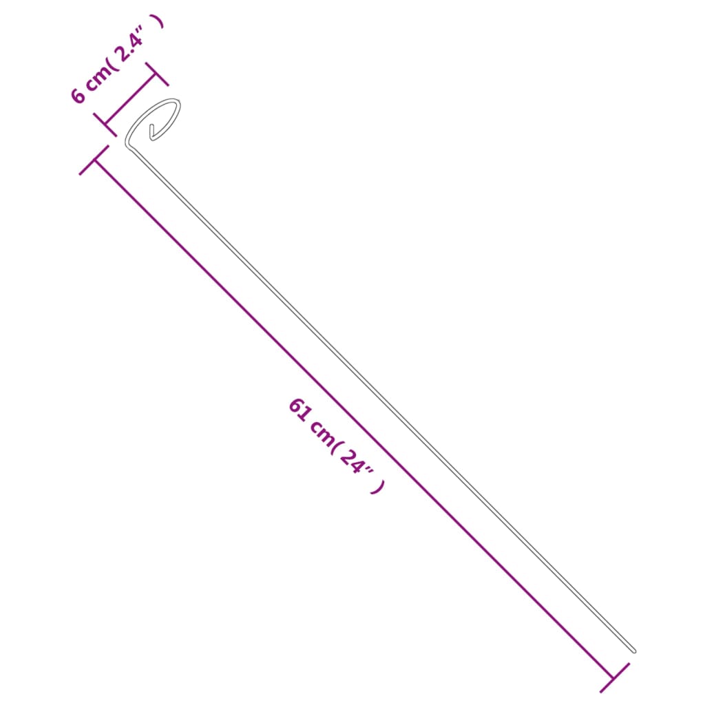 Tyčky k rostlinám 20 ks tmavě zelené 61 cm ocel