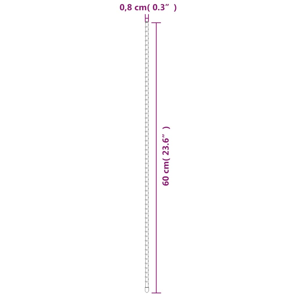 Tyčky k rostlinám 30 ks zelené 60 cm ocel