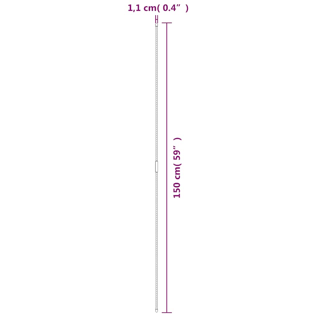 Tyčky k rostlinám 30 ks zelené 150 cm ocel